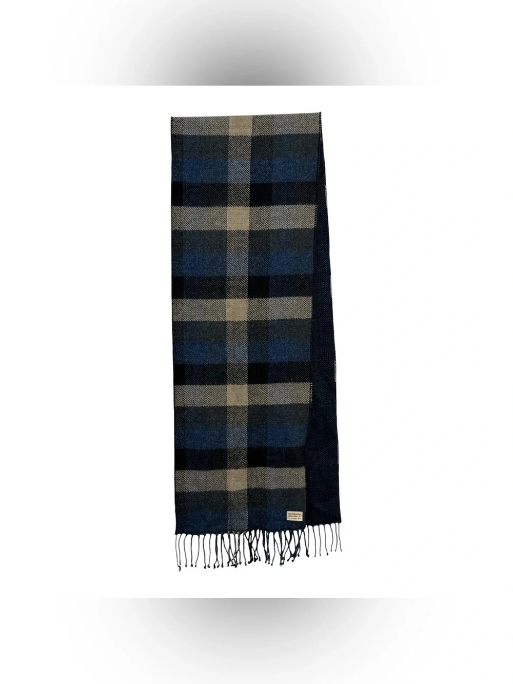 NWT Abercrombie & Fitch A&F Men's Blue Grey Plaid Soft & Comfy Woven Scarf